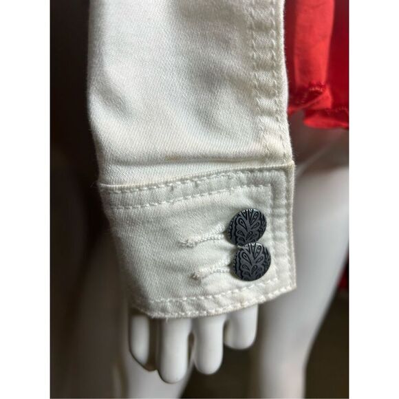 Prana White Slate Rim Denim Jacket Sz Medium Distressed - Picture 6 of 8